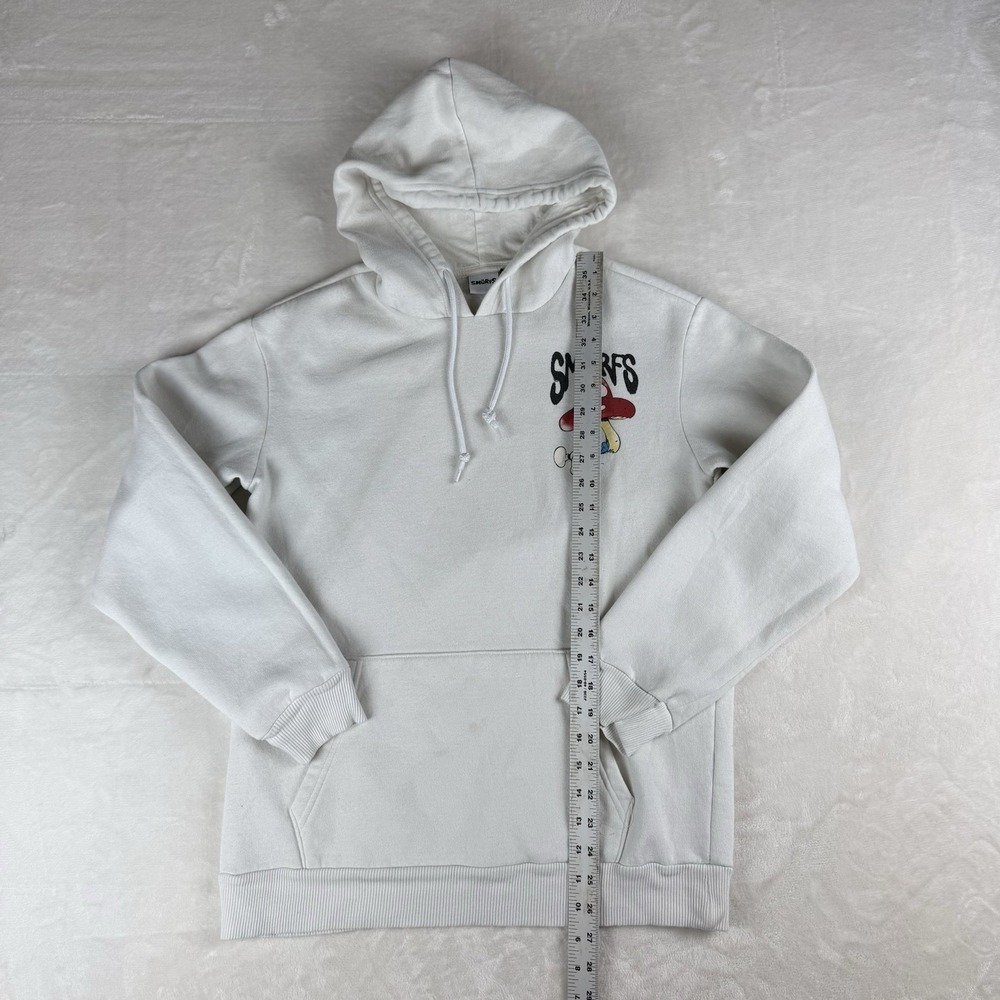 Smurfs Graphic Pullover Hoodie Small White Mushroom‎ Cartoon Streetwear Airbrush - Picture 6 of 10